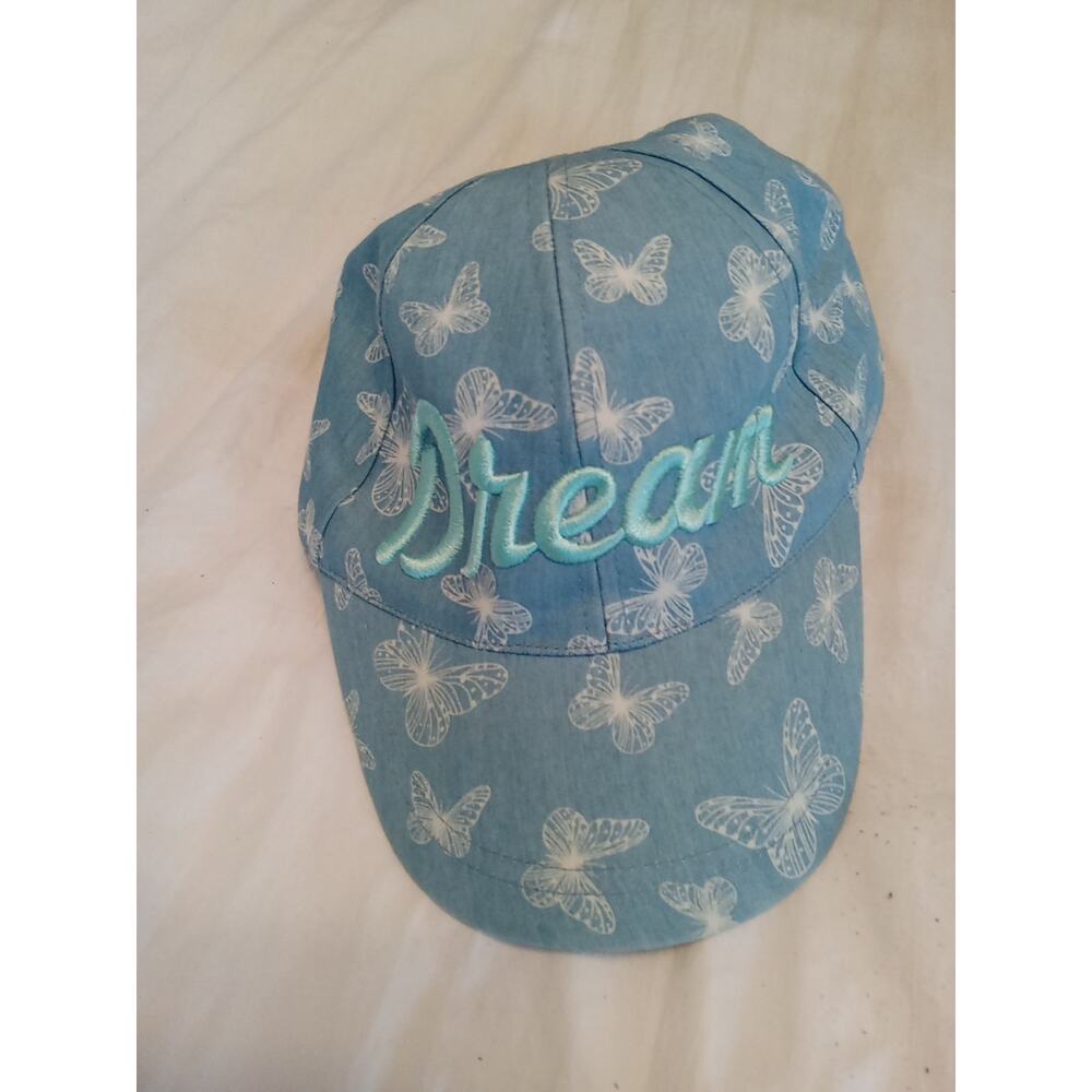 Blue and White Butterfly DREAM Embroidered Adjustable Baseball Hat - Cap - Picture 2 of 8